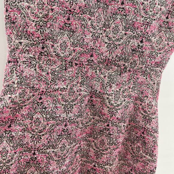 Adelyn Rae Dress Jacquard Knee Length Sleeveless Wrap Style Pink Multi NWOT - Picture 13 of 14